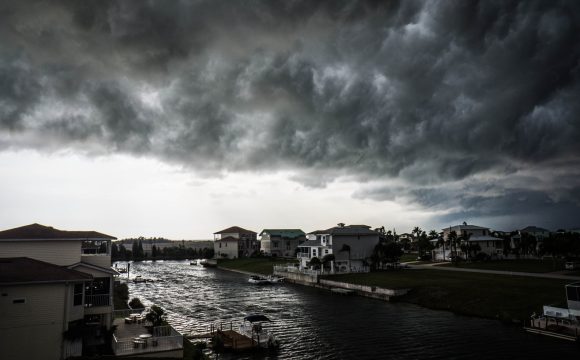 Photo of rain clouds over town