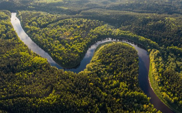 Arial photo of oxbow river