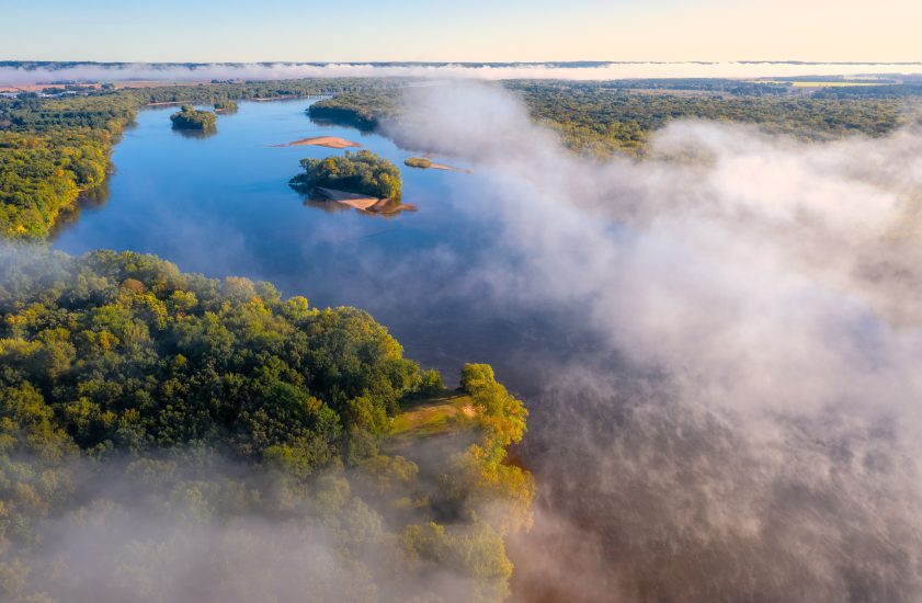 Photo of fog over lake