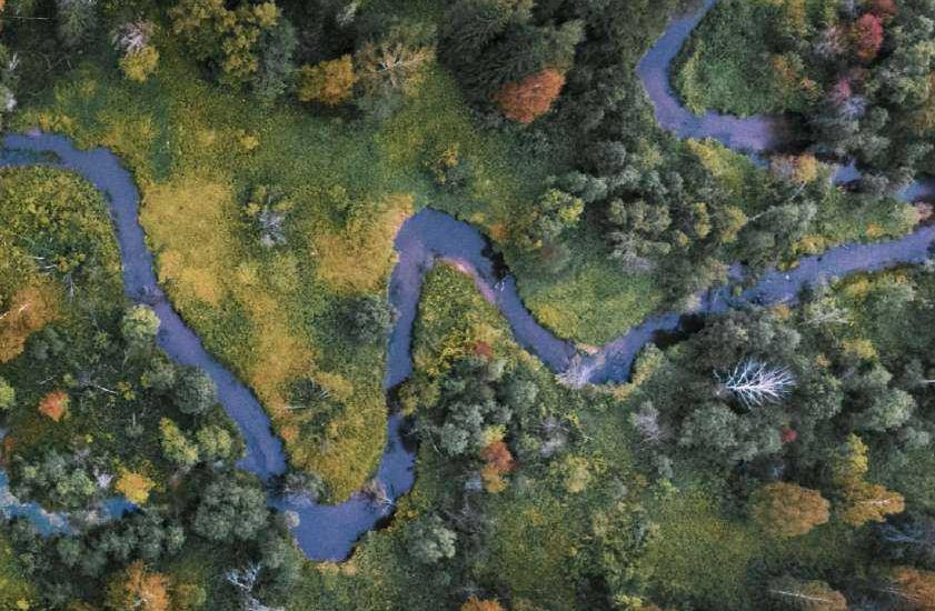 Arial photo of oxbow river